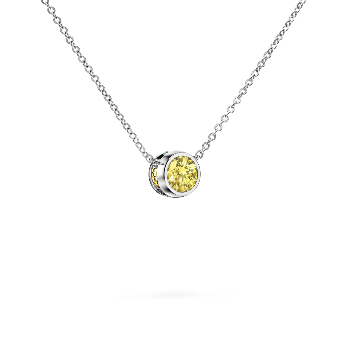 Jamestown Lemon Verbena Quartz Solitaire Necklace in 14k Gold (August)