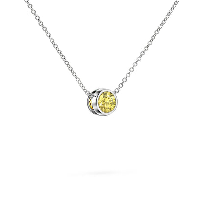 Jamestown Lemon Verbena Quartz Solitaire Necklace in 14k Gold (August)