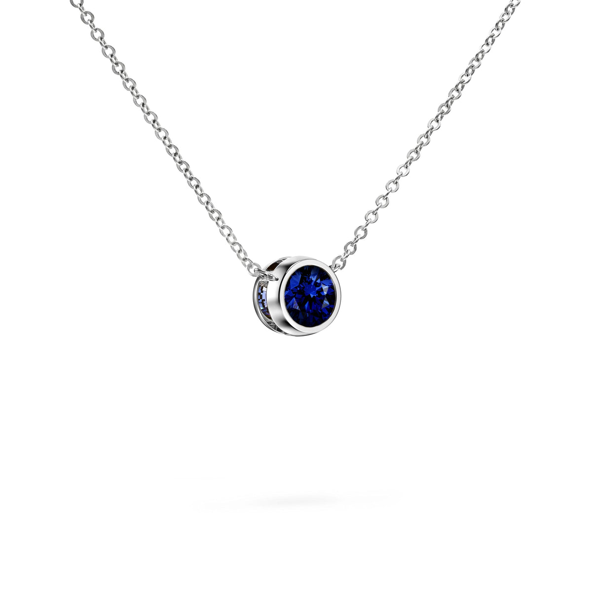Jamestown Sapphire Solitaire Necklace in 14k Gold (September)