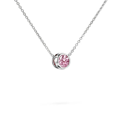 Jamestown Pink Sapphire Solitaire Necklace in 14k Gold (October)