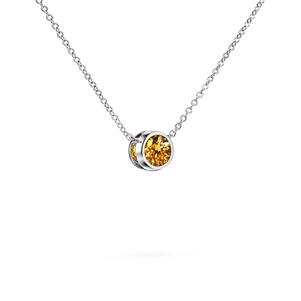 Jamestown Citrine Solitaire Necklace in 14k Gold (November)