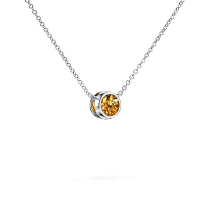 Jamestown Citrine Solitaire Necklace in 14k Gold (November)
