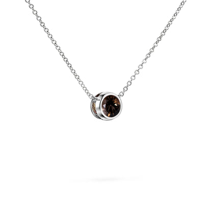 Jamestown Smoky Quartz Solitaire Necklace in 14k Gold (November)