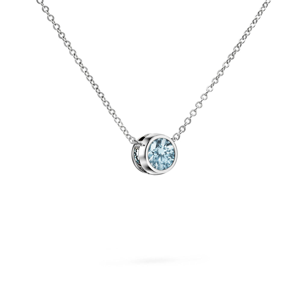 Jamestown Nantucket Blue Topaz Solitaire Necklace in 14k Gold (December)