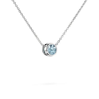 Jamestown Nantucket Blue Topaz Solitaire Necklace in 14k Gold (December)