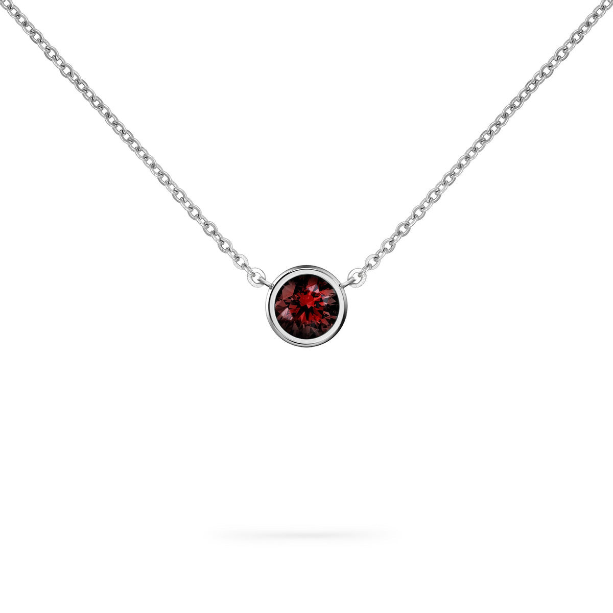 Jamestown Garnet Solitaire Necklace in 14k Gold (January)