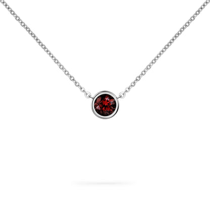Jamestown Garnet Solitaire Necklace in 14k Gold (January)