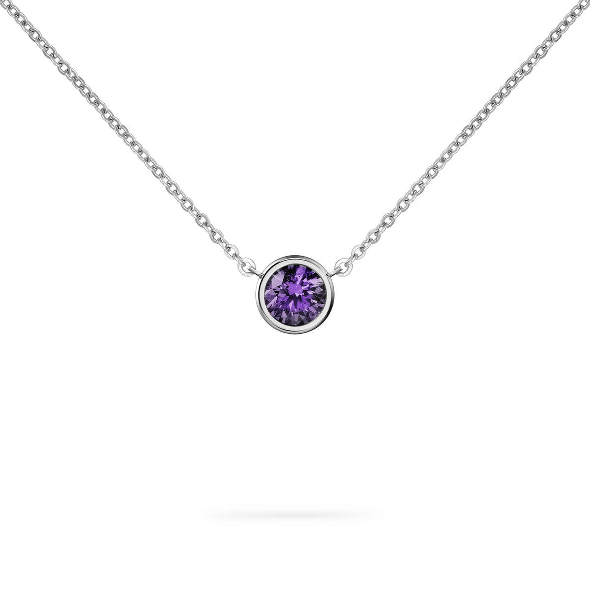 Jamestown Amethyst Solitaire Necklace in 14k Gold (February)