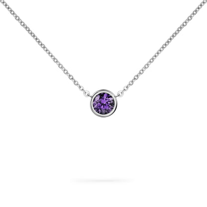 Jamestown Amethyst Solitaire Necklace in 14k Gold (February)