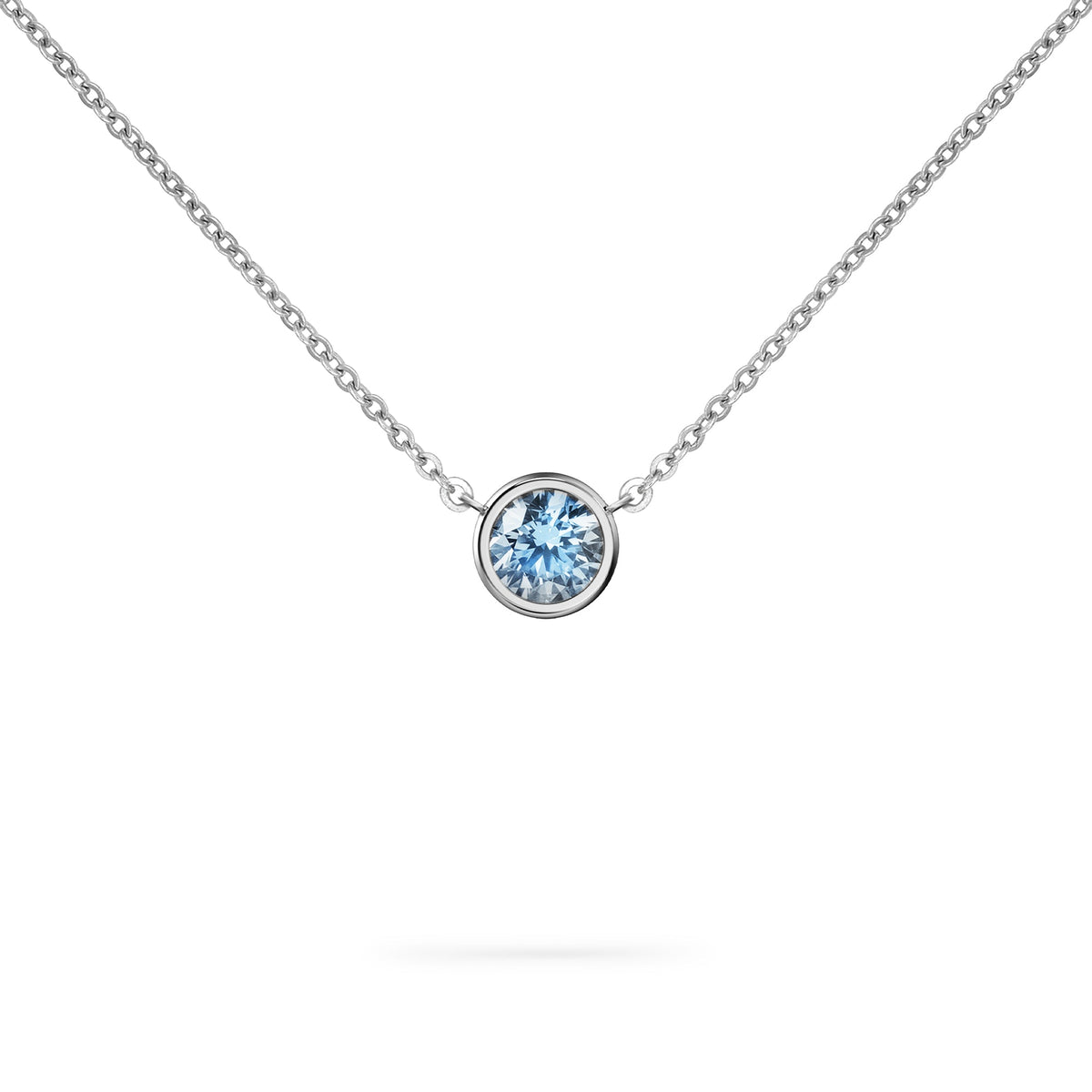 Jamestown Aquamarine Solitaire Necklace in 14k Gold (March)