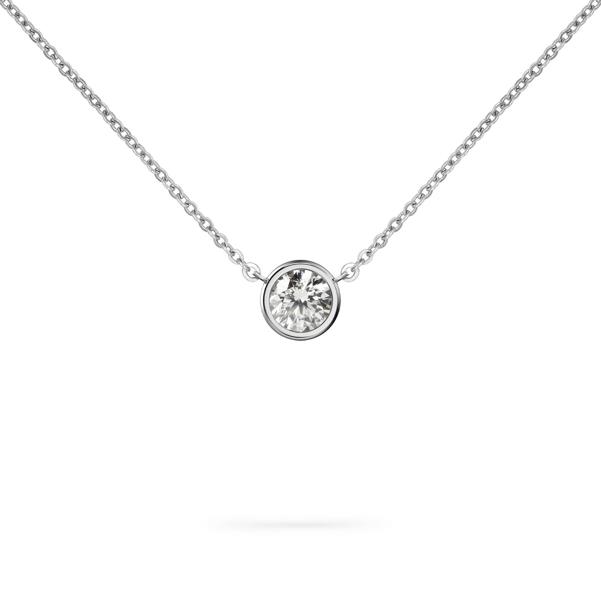 Jamestown White Topaz Solitaire Necklace in 14k Gold (April)