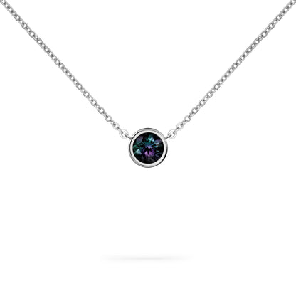 Jamestown Alexandrite Solitaire Necklace in 14k Gold (June)