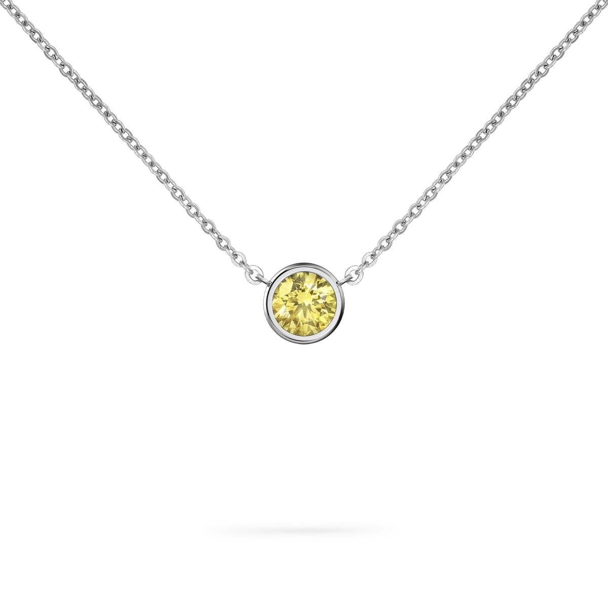 Jamestown Lemon Verbena Quartz Solitaire Necklace in 14k Gold (August)