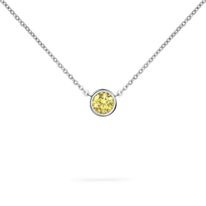 Jamestown Lemon Verbena Quartz Solitaire Necklace in 14k Gold (August)