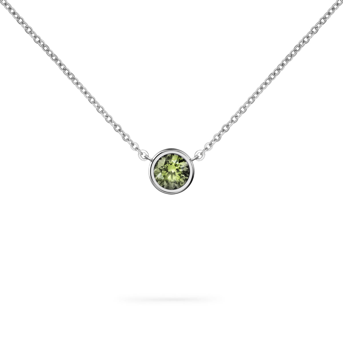 Jamestown Peridot Solitaire Necklace in 14k Gold (August)
