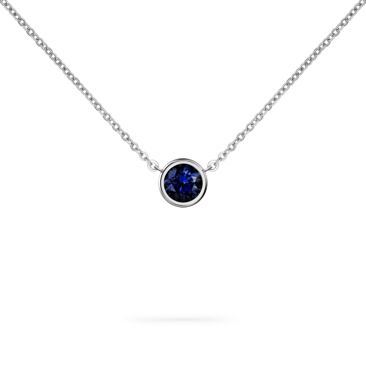 Jamestown Sapphire Solitaire Necklace in 14k Gold (September)
