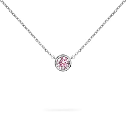 Jamestown Pink Sapphire Solitaire Necklace in 14k Gold (October)