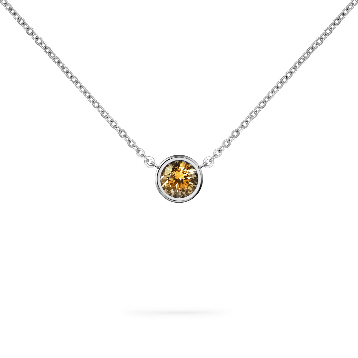 Jamestown Citrine Solitaire Necklace in 14k Gold (November)