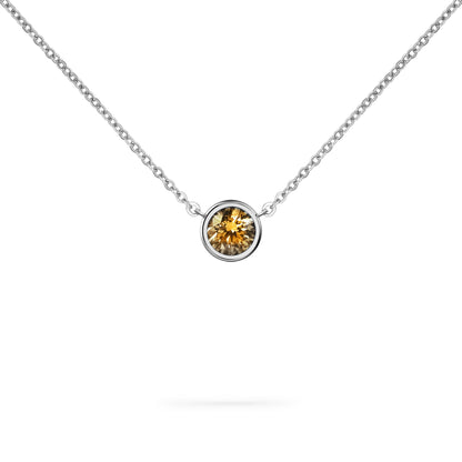 Jamestown Citrine Solitaire Necklace in 14k Gold (November)