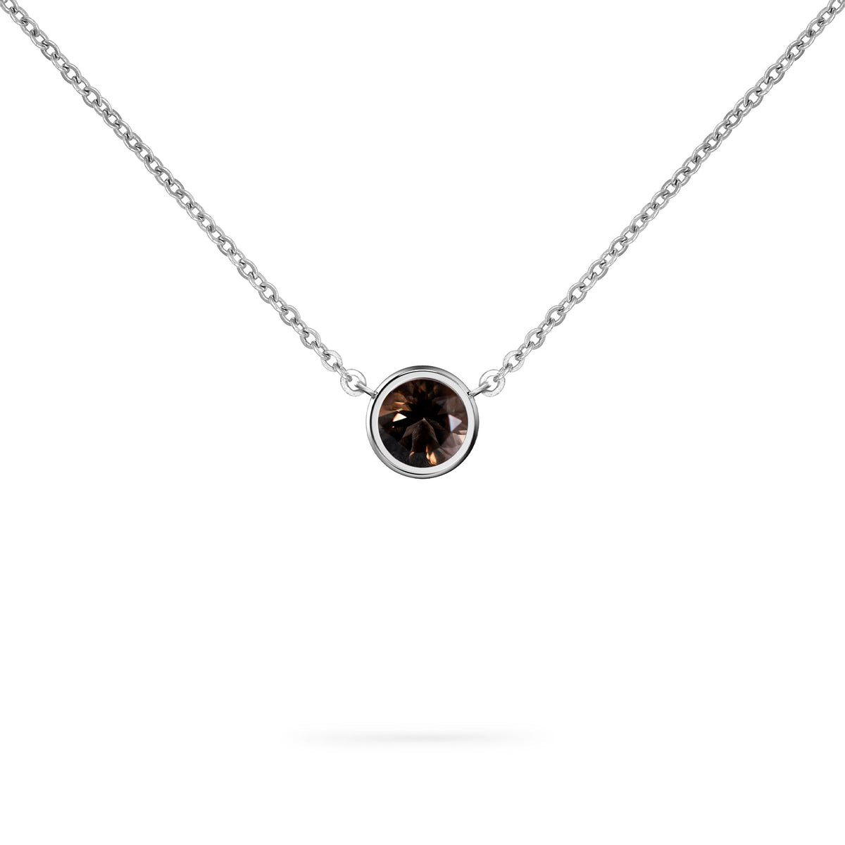Jamestown Smoky Quartz Solitaire Necklace in 14k Gold (November)