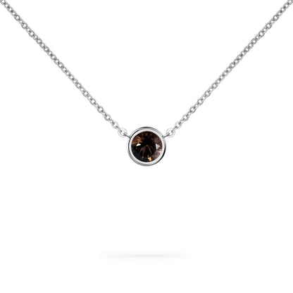 Jamestown Smoky Quartz Solitaire Necklace in 14k Gold (November)