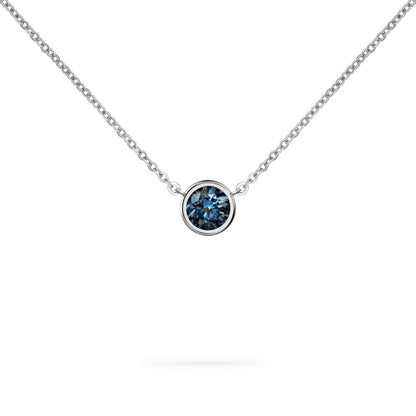Jamestown Atlantic Blue Topaz Solitaire Necklace in 14k Gold (December)