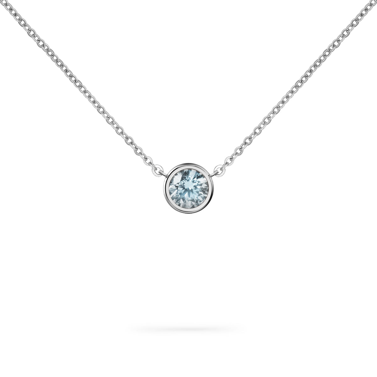 Jamestown Nantucket Blue Topaz Solitaire Necklace in 14k Gold (December)