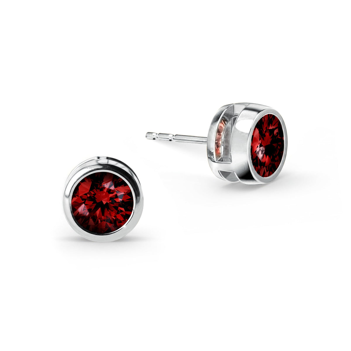 Jamestown Garnet Stud Earrings in 14k Gold (January)