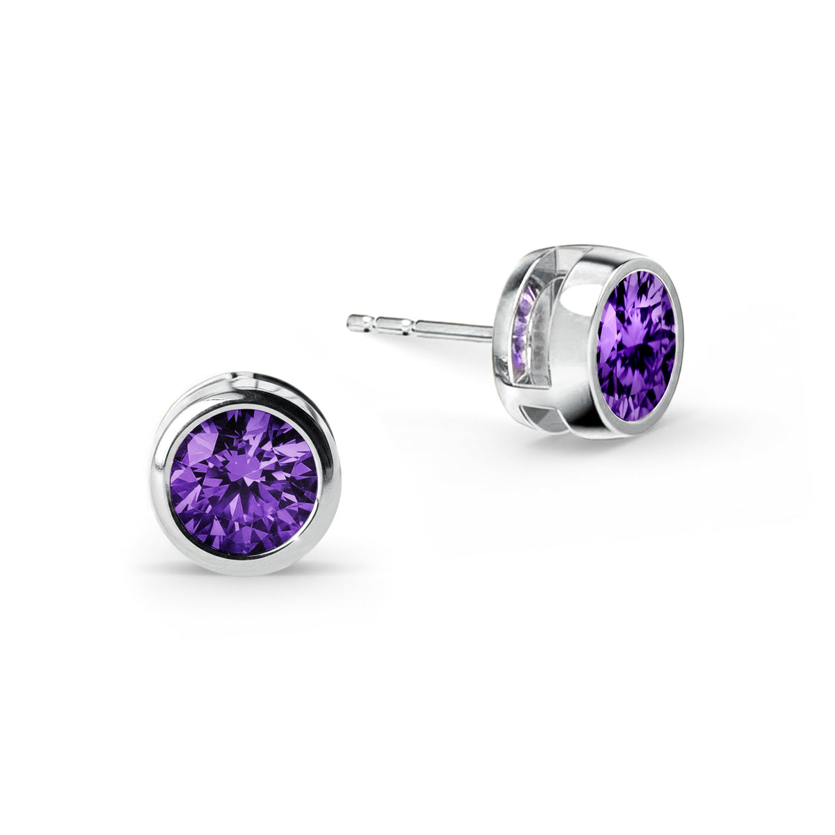 Jamestown Amethyst Stud Earrings in 14k Gold (February)