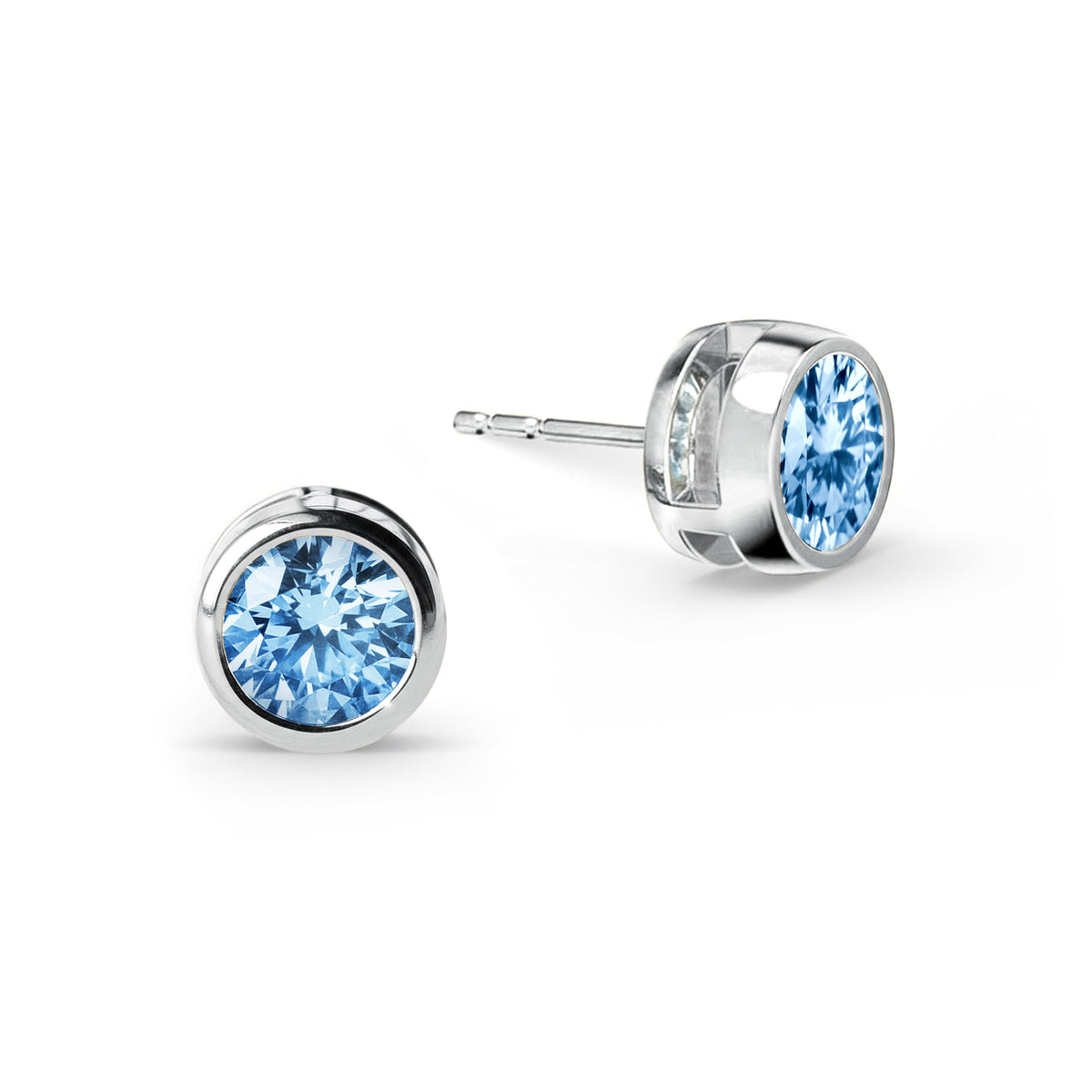 Jamestown Aquamarine Stud Earrings in 14k Gold (March)
