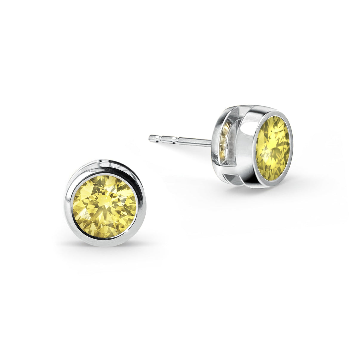 Jamestown Lemon Verbena Quartz Stud Earrings in 14k Gold (August)