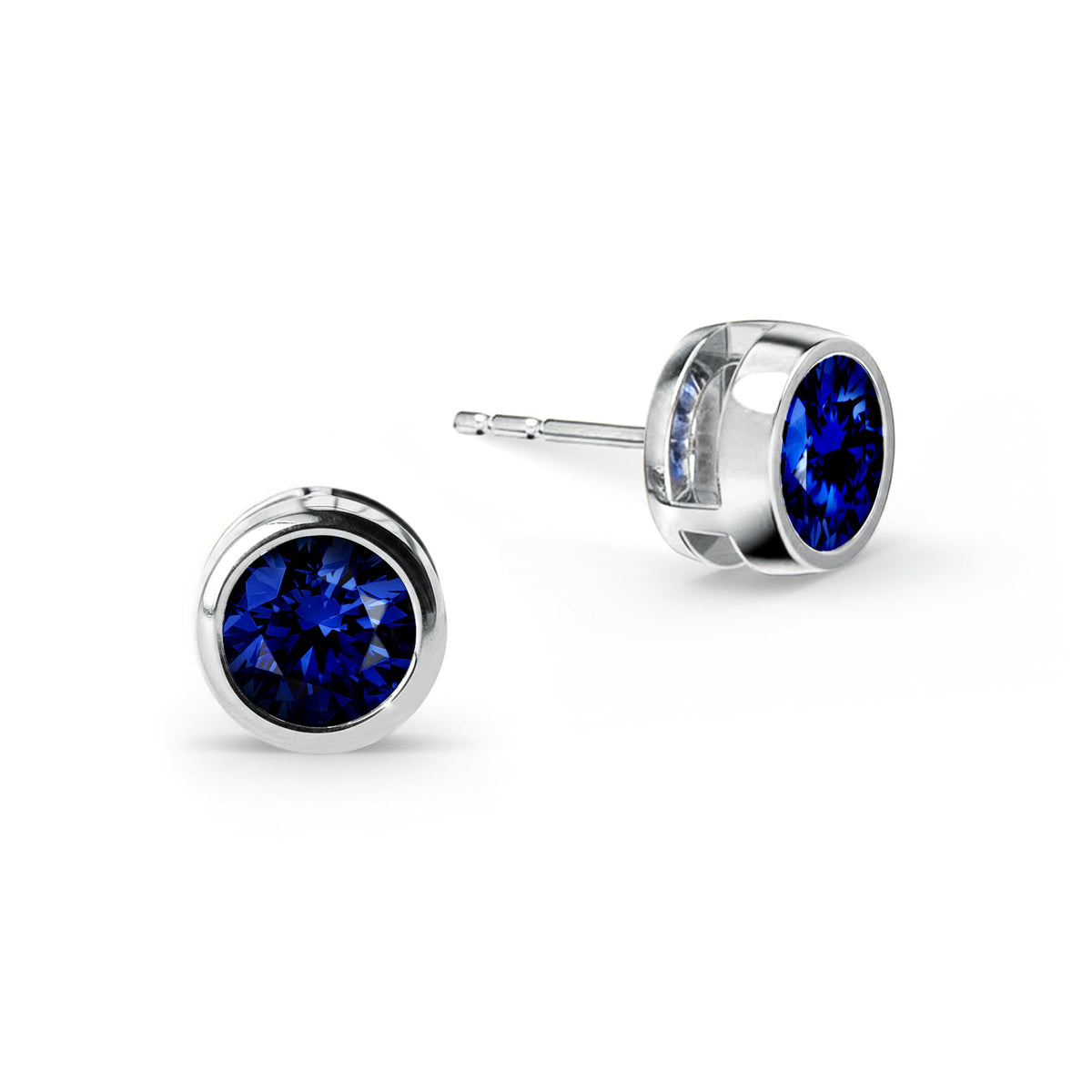 Jamestown Sapphire Stud Earrings in 14k Gold (September)