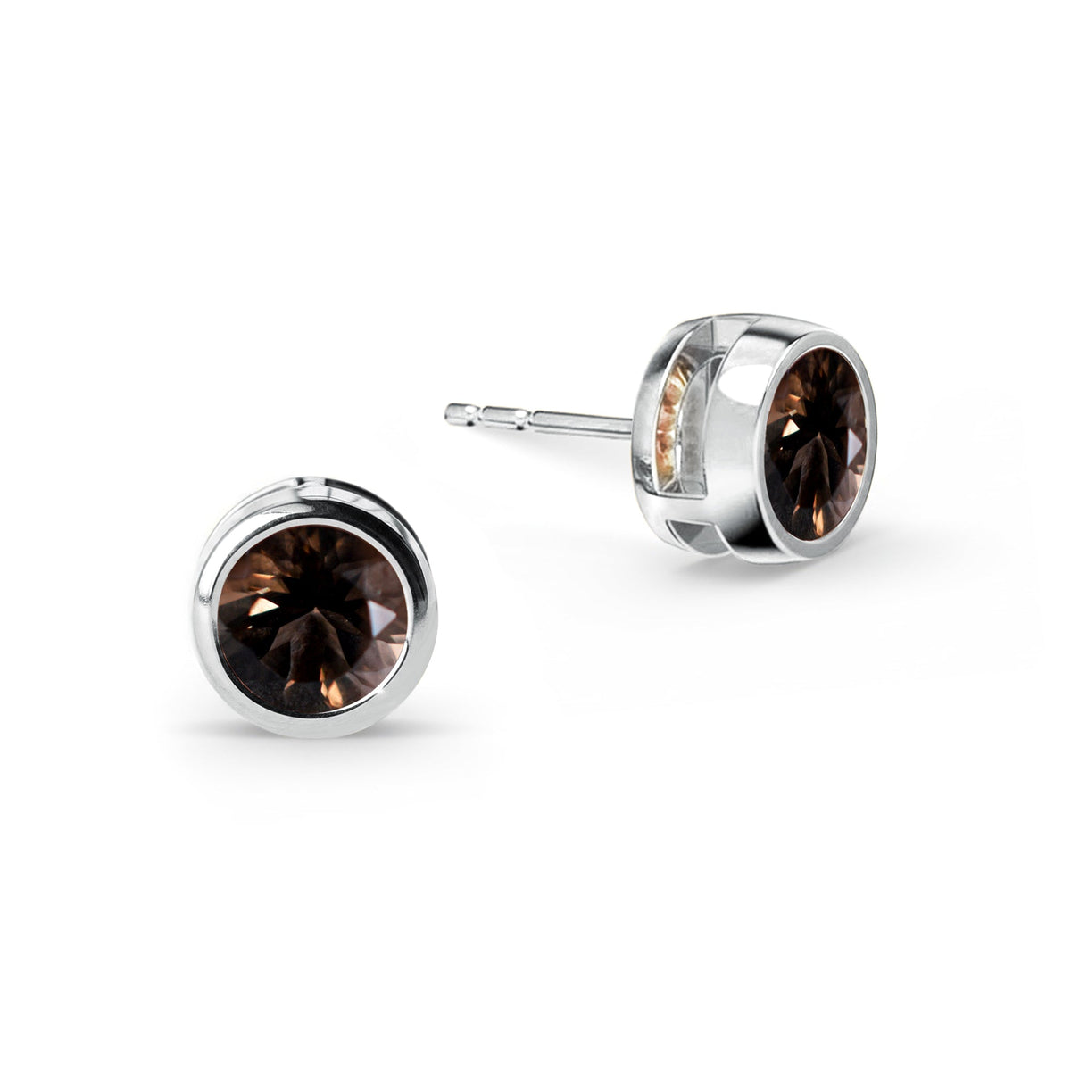Jamestown Smoky Quartz Stud Earrings in 14k Gold (November)