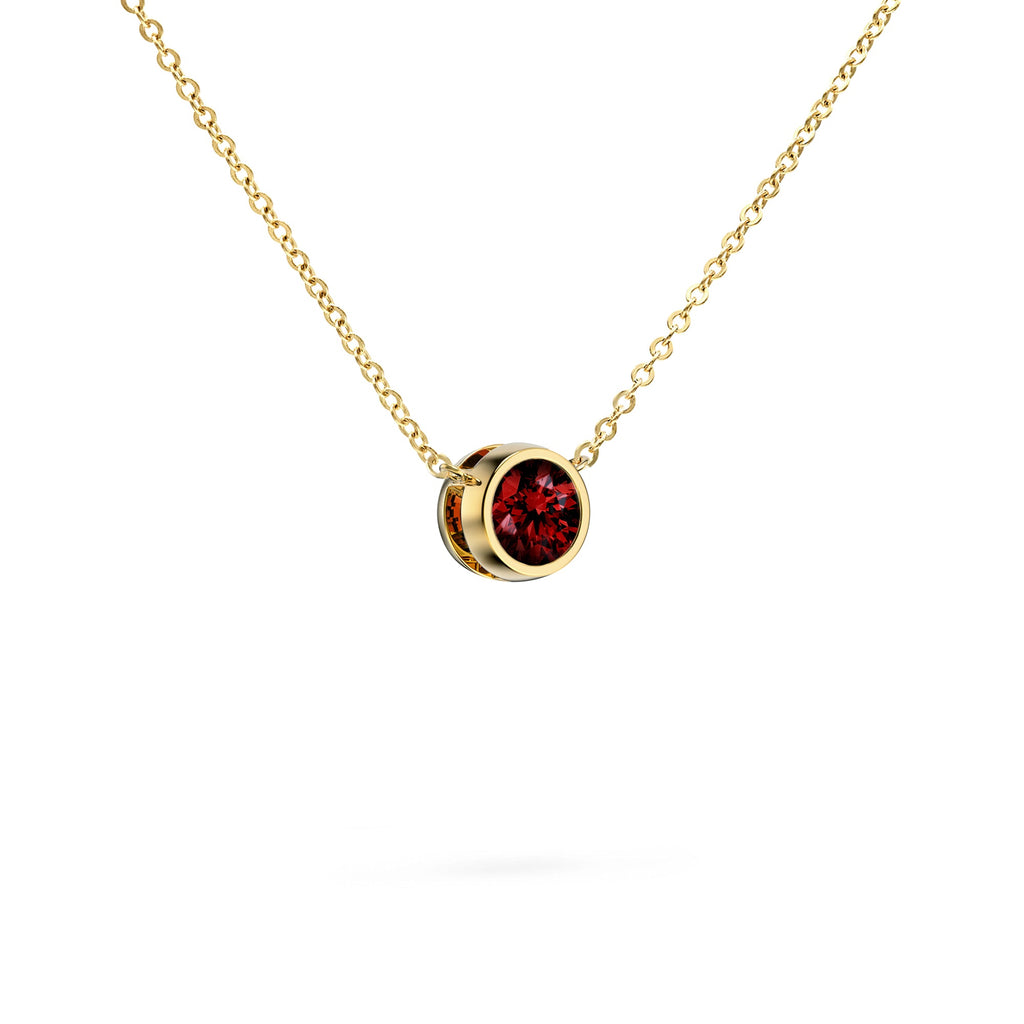 Jamestown Garnet Solitaire Necklace in 14k Gold (January)