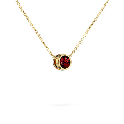 Jamestown Garnet Solitaire Necklace in 14k Gold (January)