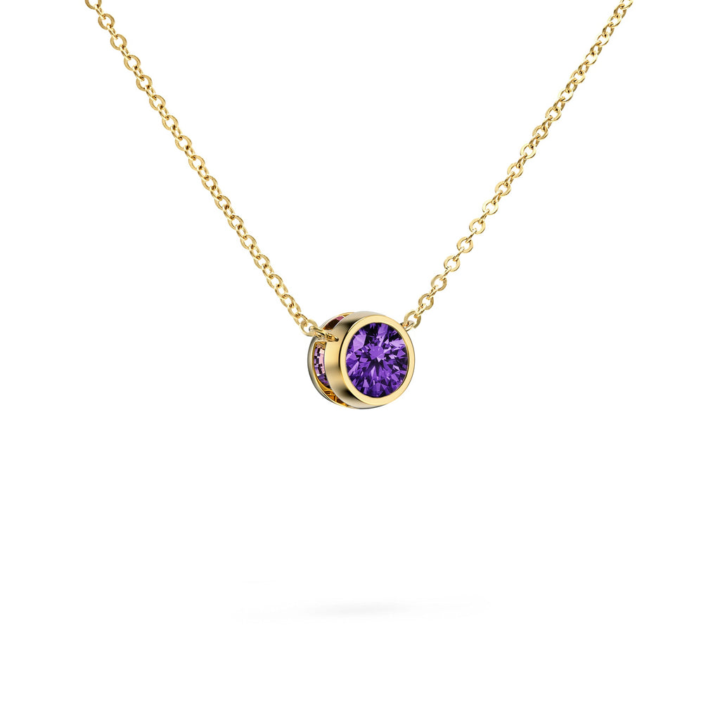 Jamestown Amethyst Solitaire Necklace in 14k Gold (February)