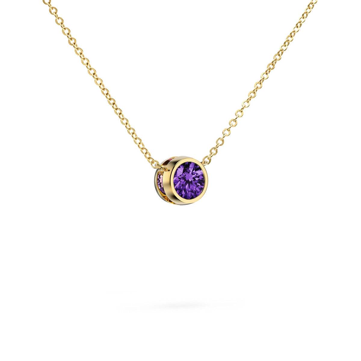 Jamestown Amethyst Solitaire Necklace in 14k Gold (February)
