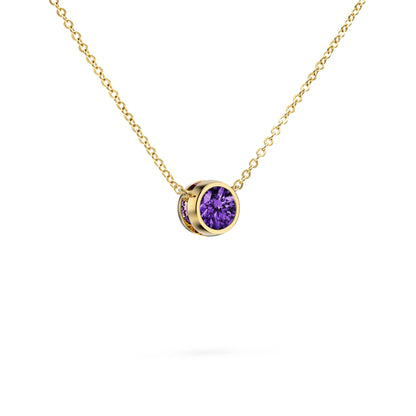 Jamestown Amethyst Solitaire Necklace in 14k Gold (February)