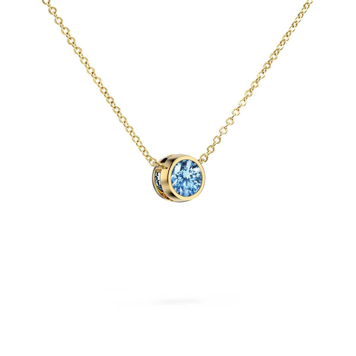 Jamestown Aquamarine Solitaire Necklace in 14k Gold (March)