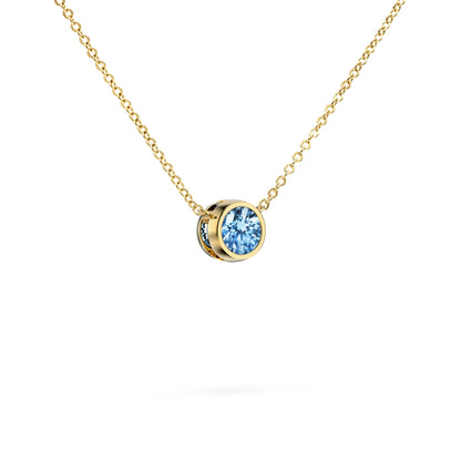 Jamestown Aquamarine Solitaire Necklace in 14k Gold (March)