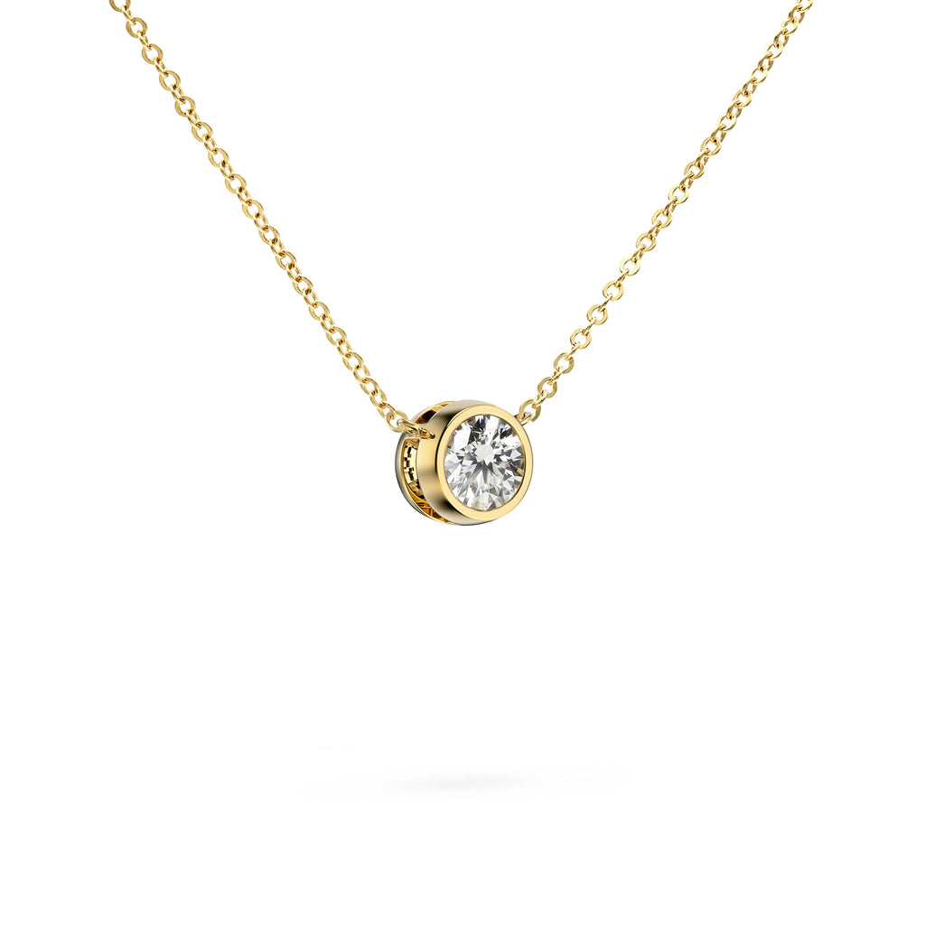 Jamestown White Topaz Solitaire Necklace in 14k Gold (April)