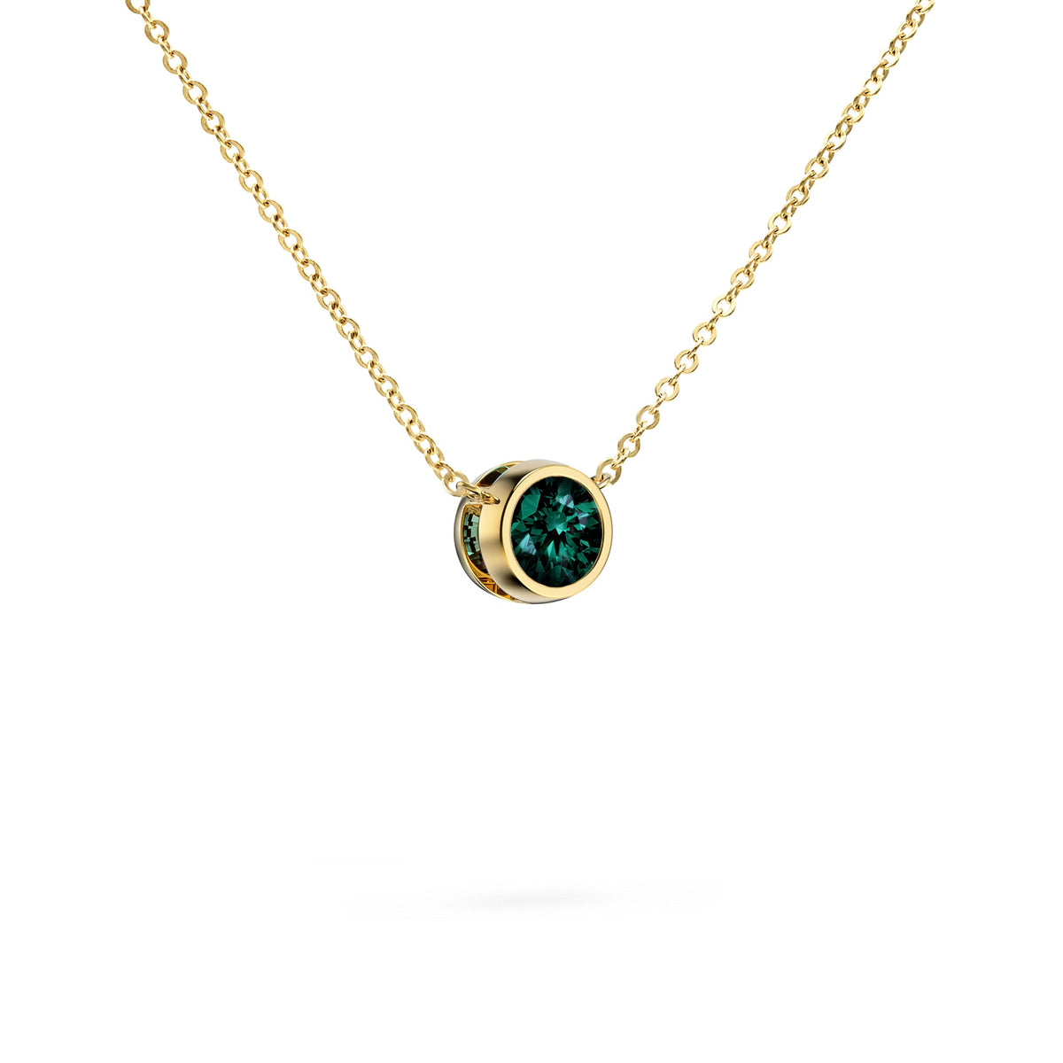 Jamestown Emerald Solitaire Necklace in 14k Gold (May)