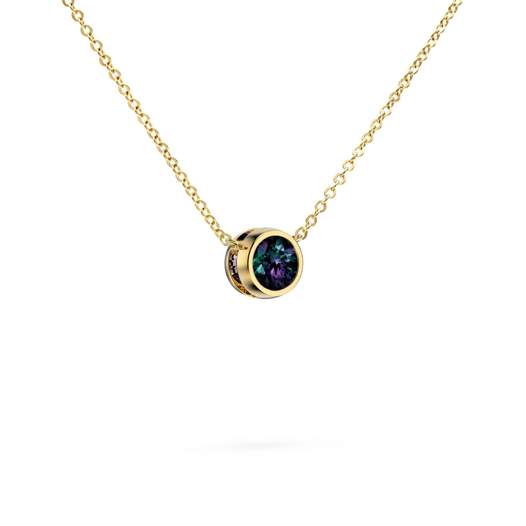 Jamestown Alexandrite Solitaire Necklace in 14k Gold (June)