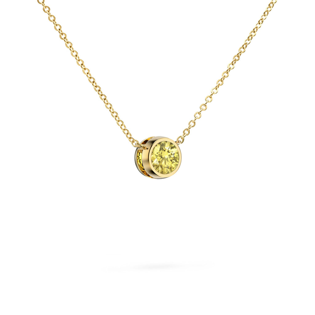 Jamestown Lemon Verbena Quartz Solitaire Necklace in 14k Gold (August)