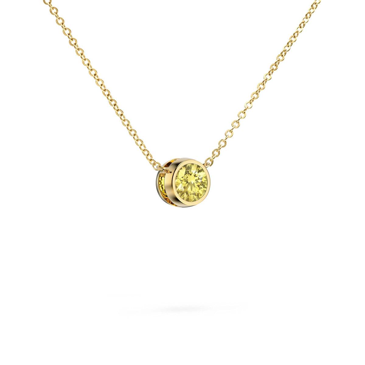 Jamestown Lemon Verbena Quartz Solitaire Necklace in 14k Gold (August)