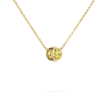 Jamestown Lemon Verbena Quartz Solitaire Necklace in 14k Gold (August)
