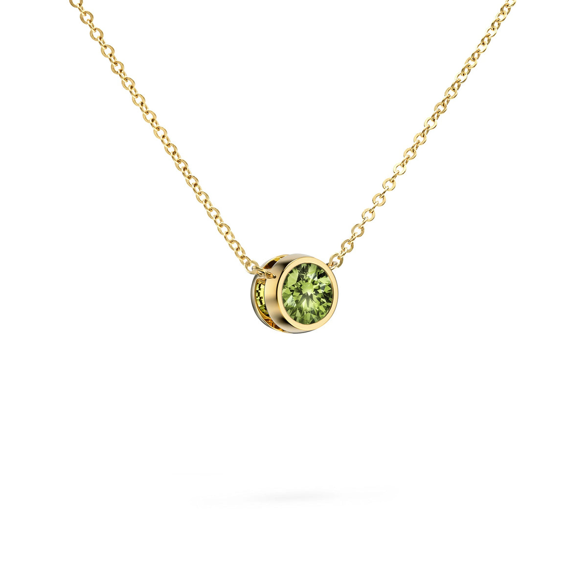 Jamestown Peridot Solitaire Necklace in 14k Gold (August)