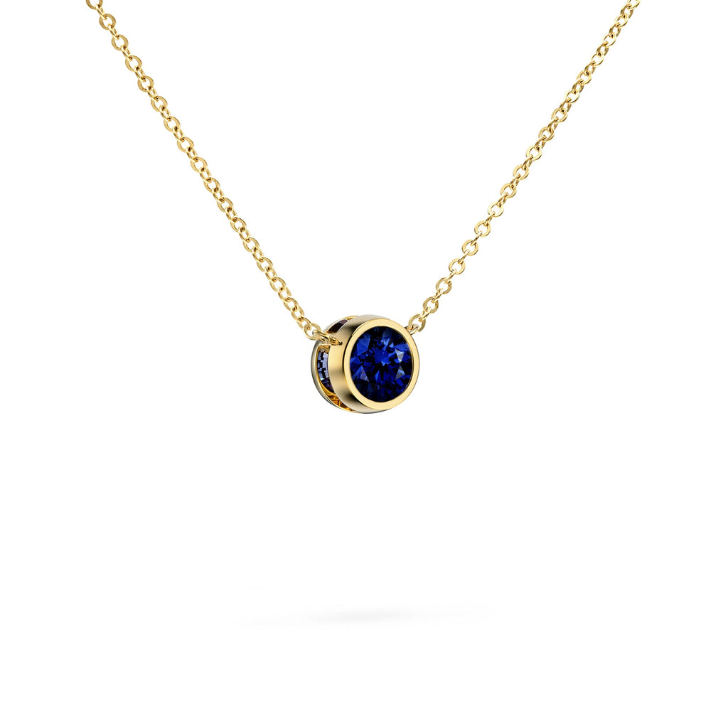 Jamestown Sapphire Solitaire Necklace in 14k Gold (September)