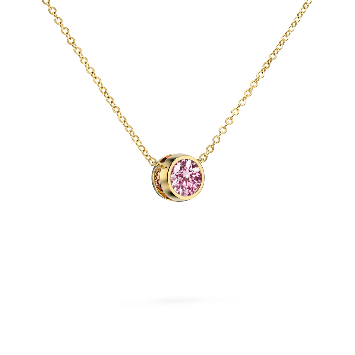 Jamestown Pink Sapphire Solitaire Necklace in 14k Gold (October)