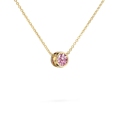 Jamestown Pink Sapphire Solitaire Necklace in 14k Gold (October)